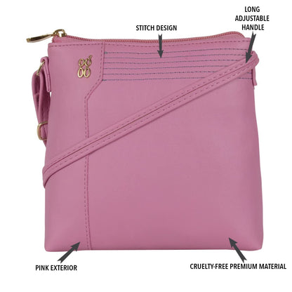 Baggit Women Pink Xs Size Tote Sling Bag | Ladies Stylish Casual Cross Body Purse Handbag