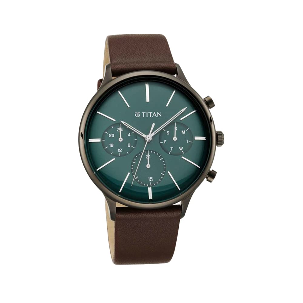 Titan Light Leathers IV Analog Green Dial Men's Watch-90134QL01/NP90134QL01