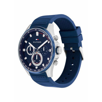 Tommy Hilfiger Mens 45 mm Max Blue Dial Silicone Analog Watch (WTOTH1791970)