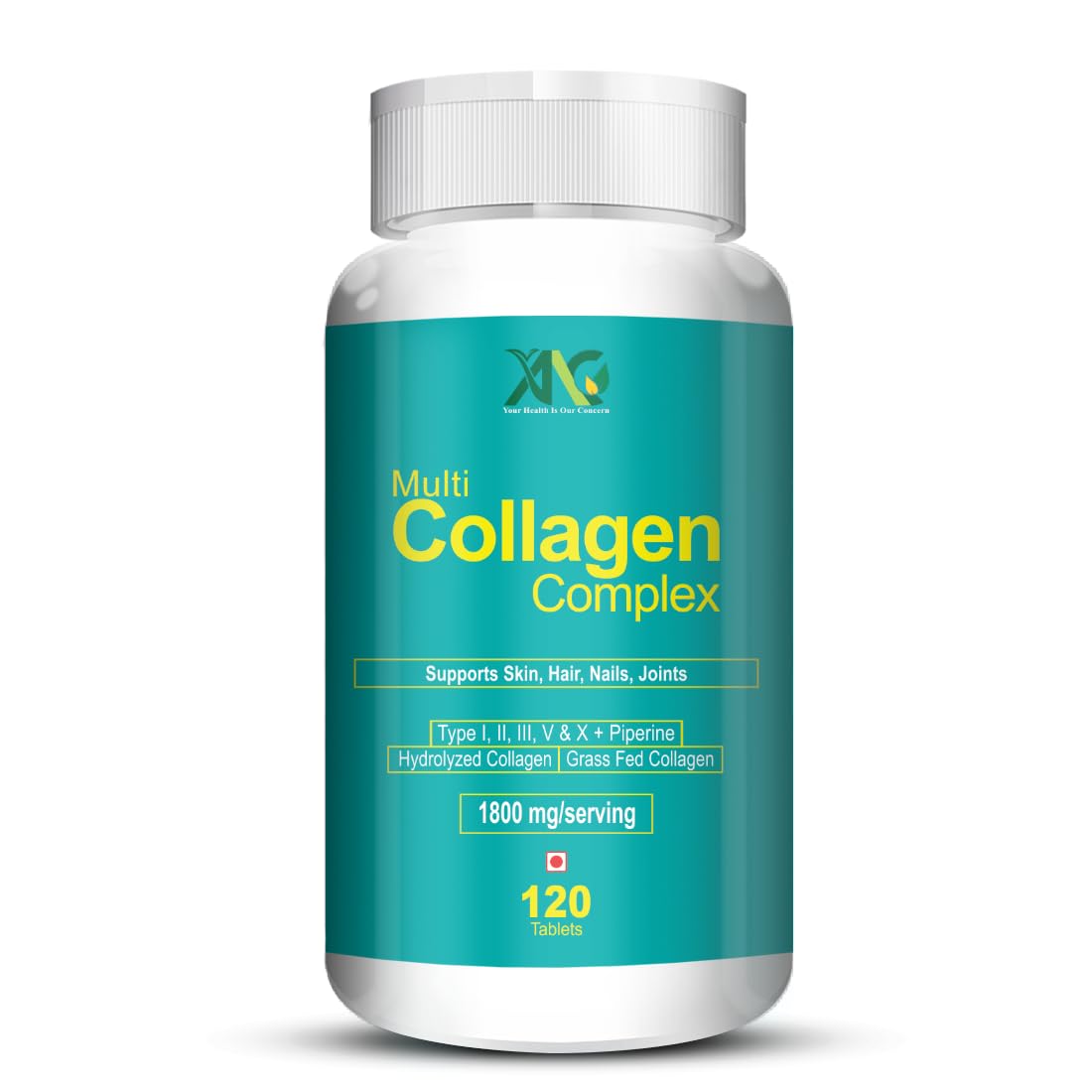 ANC Hydrolyzed Multi Collagen Peptide with all 5 Types of Collagen Including TYPE I, II, III, V & X Supports Skin, Hair, Nails & Joints 120 Tablets