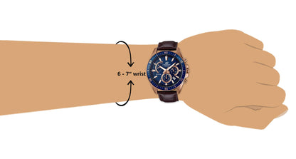 Casio EDifice EFR-552GL-2AVUDF Blue Analog Dial Brown Leather Band Men's Watch Chronograph 100M Water Resistant EX358