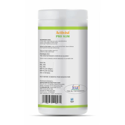 Activist Proslim Powder with Minerals & Multivitamins for Weight Management, Mango Flavour, High-Protein Supplement to Support Healthy Weight Loss, Energy, & Metabolism - 500g