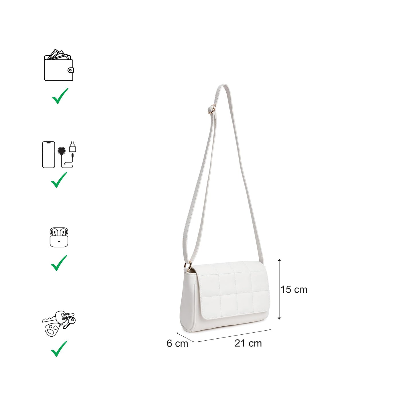 Fastrack Quilted Sling Bag for Women | Chic Crossbody Bag for Girls, Ladies, Women | Spacious Bag with Slip Pocket Made of Faux Leather