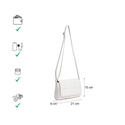 Fastrack Quilted Sling Bag for Women | Chic Crossbody Bag for Girls, Ladies, Women | Spacious Bag with Slip Pocket Made of Faux Leather