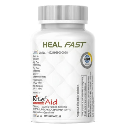 RITE AID HEALTH CARES Heal Fast Nutraceutical Tablets 20 Count | Bone Wellness Supplement with Calcium to Help Support Daily Bone, Ligament and Tendon Nutrition