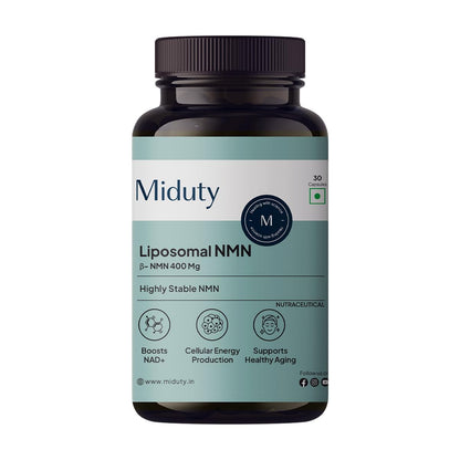 Miduty Liposomal NMN 85% Highly Stable 400 mg Supplement | Nicotinamide Mononucleotide for Anti-Aging, NAD+ Support & Cellular Health | NMN Capsules with Resveratrol | 30 Capsules