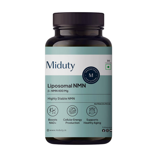 Miduty Liposomal NMN 85% Highly Stable 400 mg Supplement | Nicotinamide Mononucleotide for Anti-Aging, NAD+ Support & Cellular Health | NMN Capsules with Resveratrol | 30 Capsules