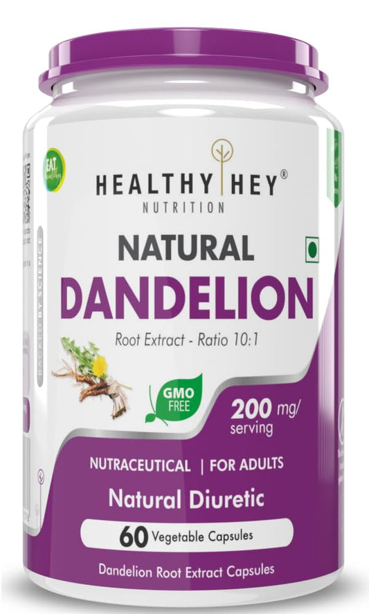 HealthyHey Nutrition Dandelion Root Extract - Natural - 10:1 Ratio, 60 Vegetable