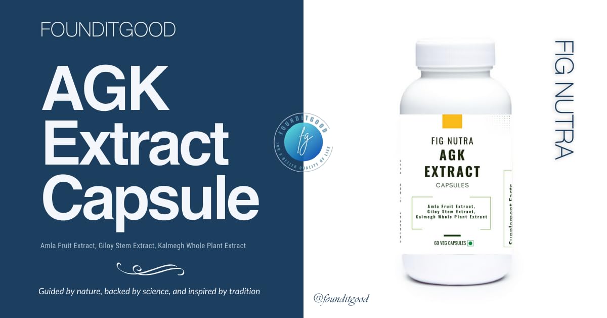 FounditGood FiG Nutra’s AGK Extract Capsules | Herbal Immune Support Supplement | Amla, Giloy, Kalmegh Extracts Blend | 60 Veg Capsules