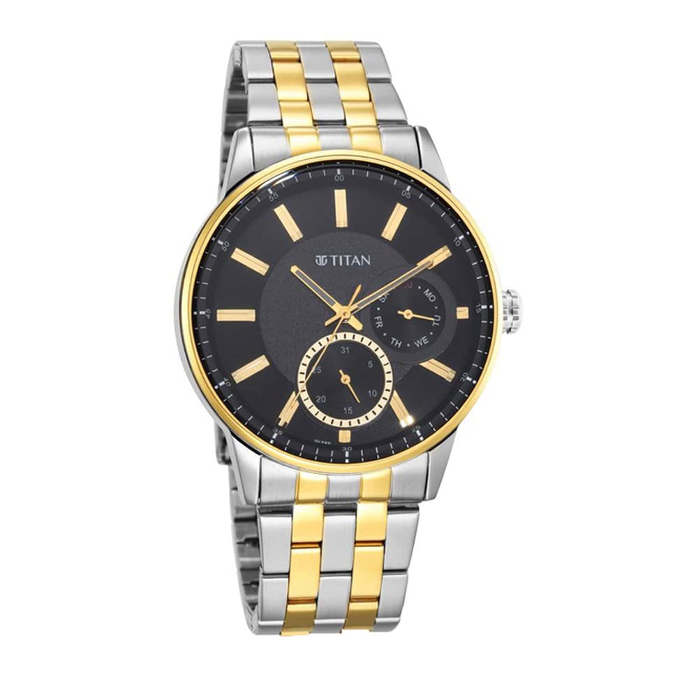 Titan Regalia Opulent Black Dial Quartz Multifunction Stainless Steel Strap Watc