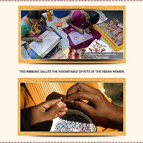 TIED RIBBONS Rakhi for Brother combo with Sweets - Set of 2 Premium Rakhi with Kaju Katli Gift Pack Mini Greeting Card and Roli Chawal - Rakhi Gift for Brother