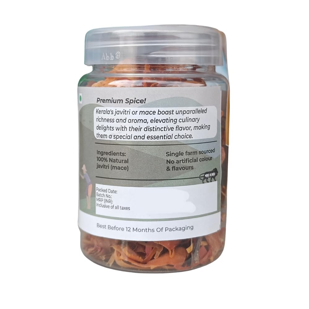 Javitri Spices Whole 40g | Mace Javitri Whole | Japatri | Javitri Phool | Javetri | Mace Flower | Grown and Harvested in Kerala, India | Packed in a Food Grade Jar
