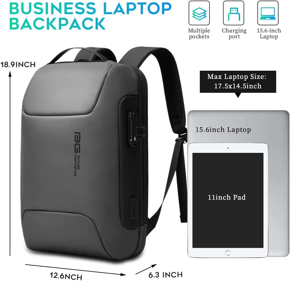 BROGBUS New Anti Thief Laptop Bag Backpack Fits for 15.6 inch Laptop Backpack Multifunctional Backpack WaterProof for Business Shoulder Bags (Grey)