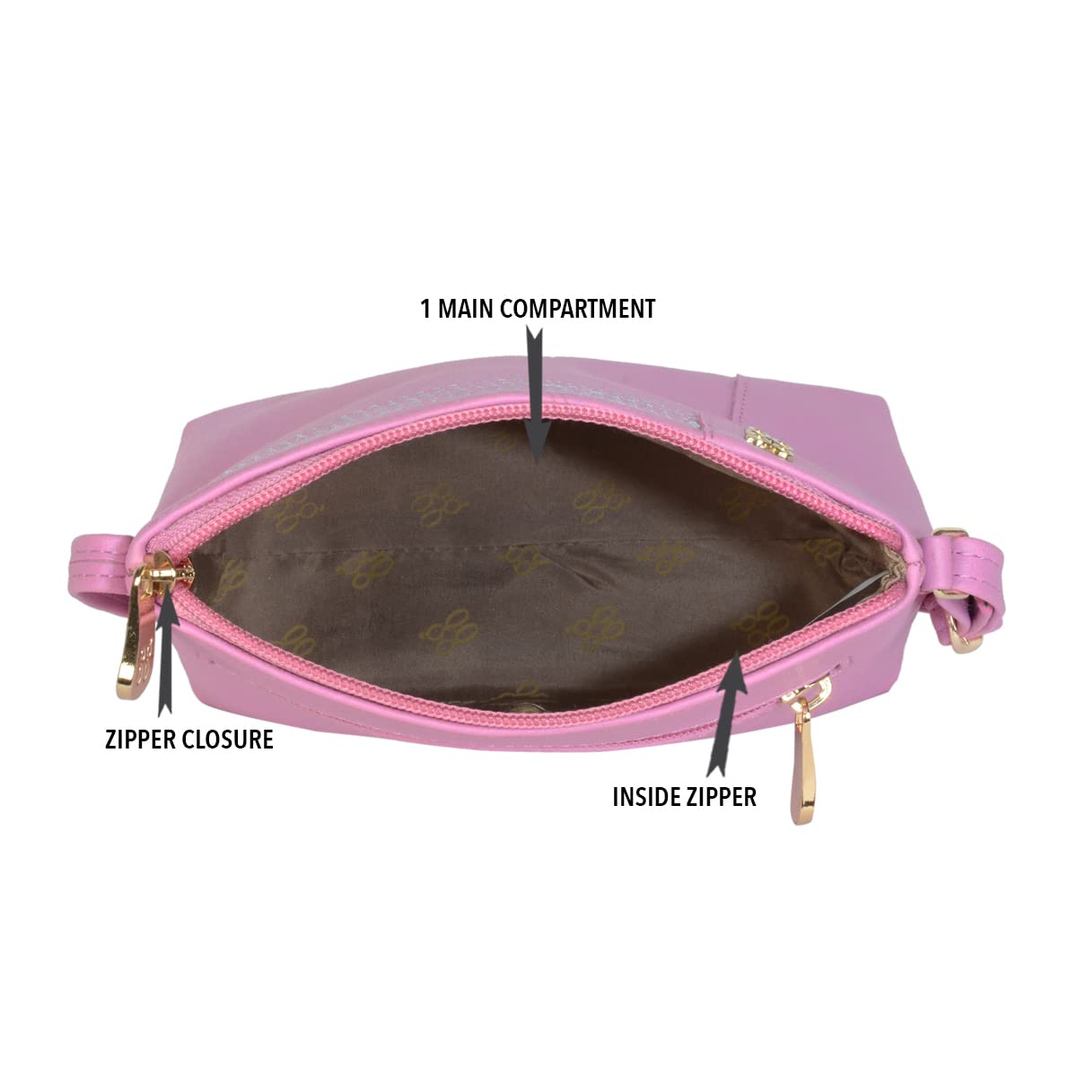 Baggit Women Pink Xs Size Tote Sling Bag | Ladies Stylish Casual Cross Body Purse Handbag