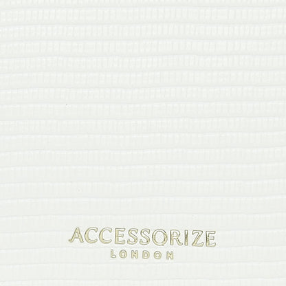 Accessorize London Women's Faux Leather Woven Chain White Evie Sling Bag