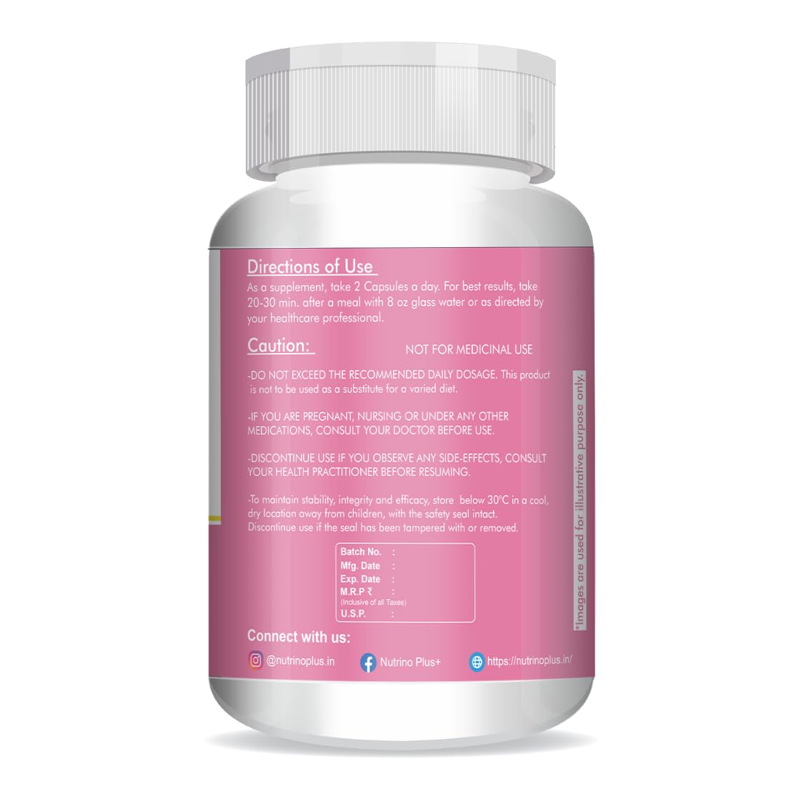 Nutrinoplus Anti-Aging Supplements | Herbal Support for Youthful, Healthy & Soft Skin | Muscle Toning Formula for Men & Women | Plant-Based | Formulated in USA | 60 Capsules