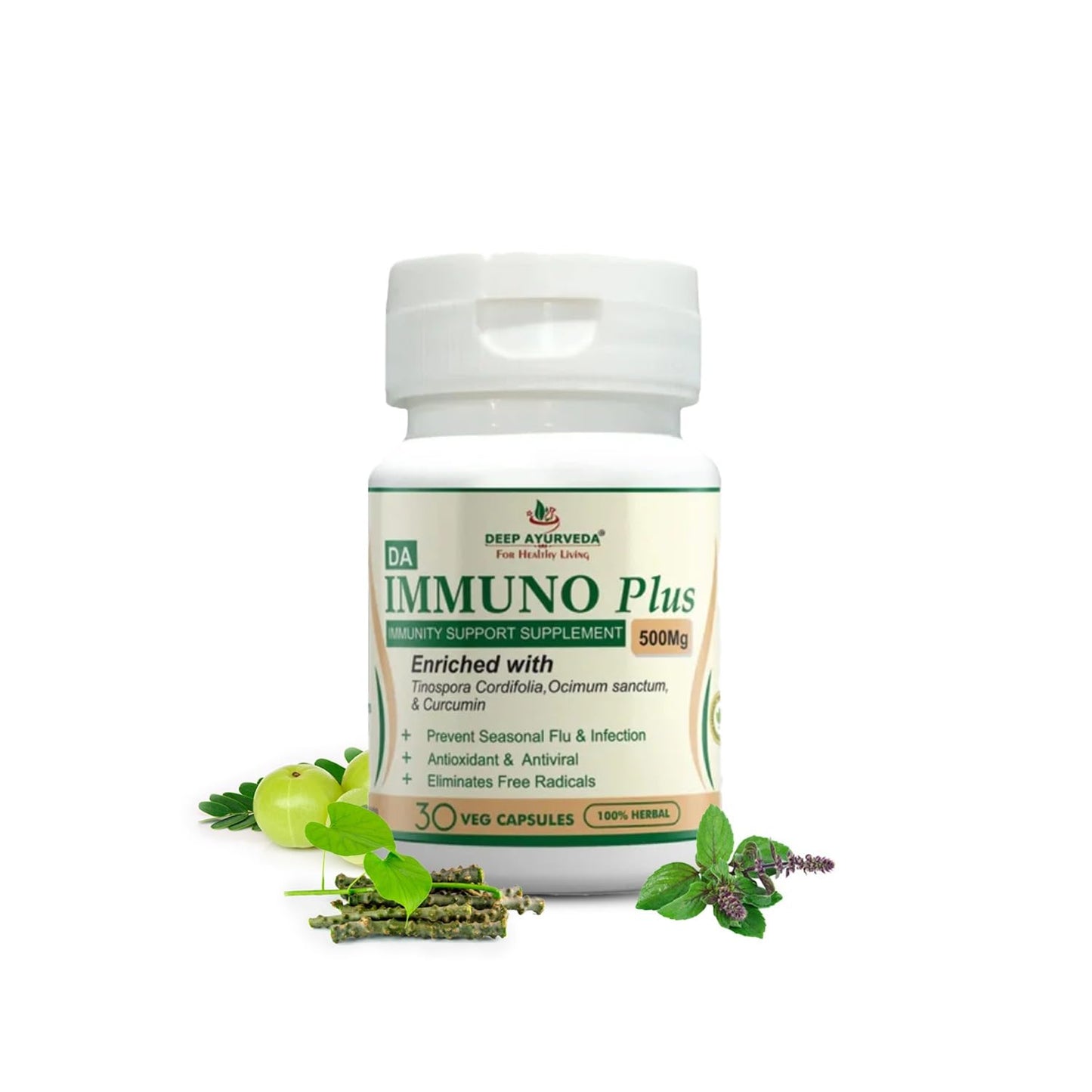 Immuno Plus Immunity Booster Vegan Capsules (60) | Ayurvedic Supplement for Strong Immunity, Energy & Daily Wellness