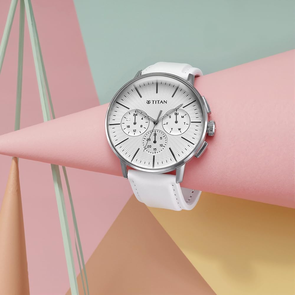 Titan Analog Silver White Dial Men's Watch-90200SL04- image 4