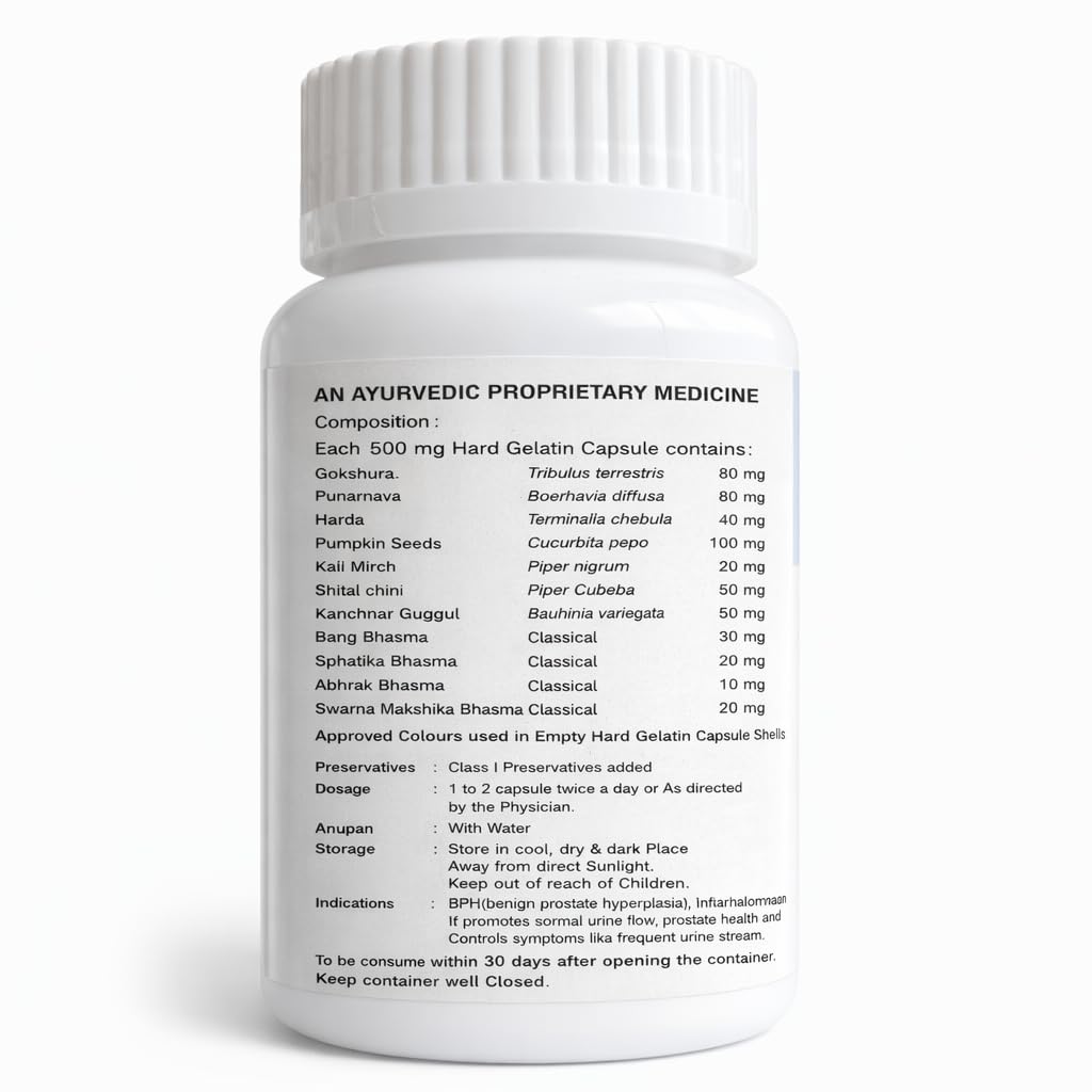 Faran Herbals Prostovane Capsules, Ayurvedic Prostate Support, with Gokshura, Punarnava & Pumpkin Seeds, 30 Capsules
