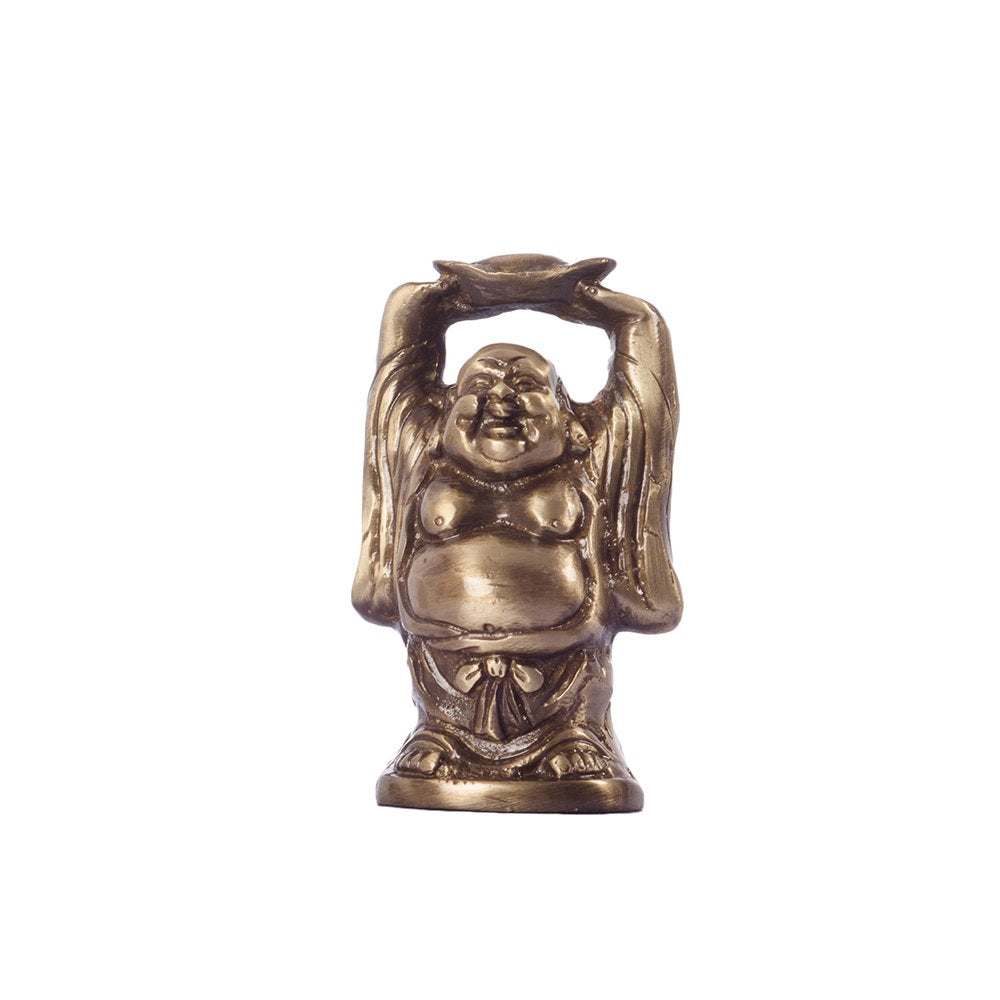 eCraftIndia Antique Finish Laughing Buddha Brass Showpiece (5 cm x 5 cm x 10, Br