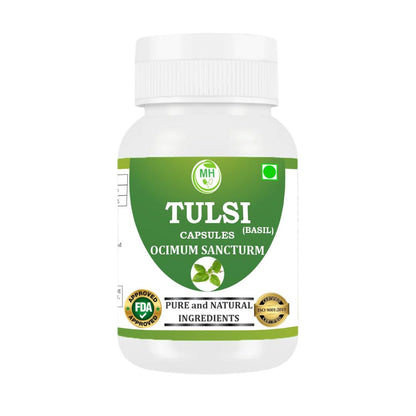 Morsan Healthcare TULSI Capsules – 60 Veg Capsules | Pure Holy Basil Extract (Ocimum sanctum) | Natural Ayurvedic Herbal Supplement | Plant-Based Formula | Pack of 4