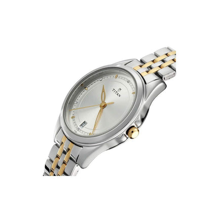 Titan Bandhan Quartz Analog with Day and Date Silver Dial Stainless Steel Strap Watch for Couple-NS17742565BM01P