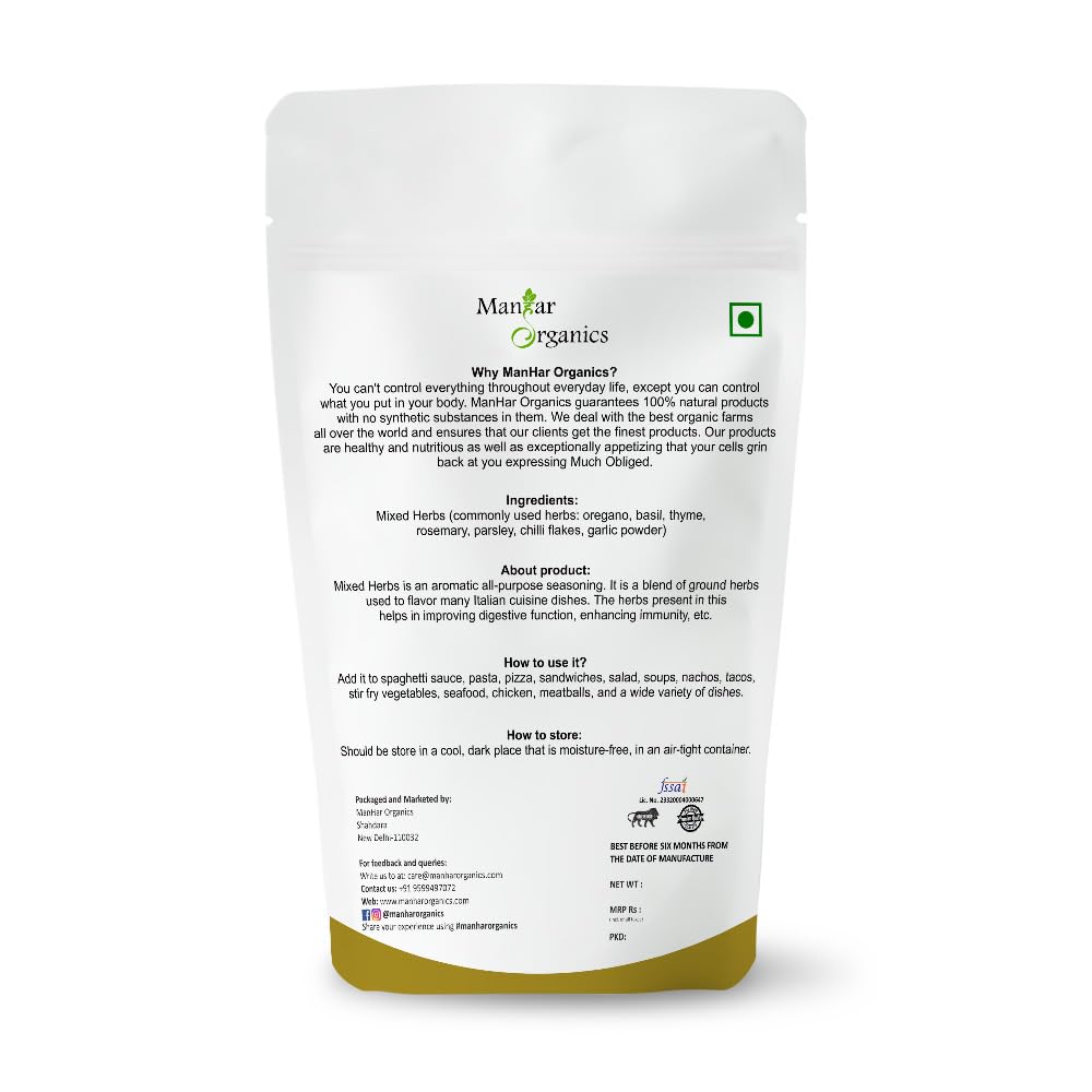 ManHar Organics Mixed Herbs Seasoning 1KG - Perfect for Soups, Salads, and Roasted Dishes | Non-GMO, Flavorful Herb Blend | Natural Blend of Thyme, Oregano, Basil, and More | Pizza Pasta Seasoning |