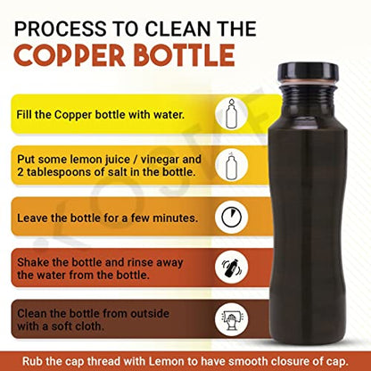 KOSVED Pure Copper Jasmine Antique Plain Water Bottle, 100% Copper, Lea- image 6