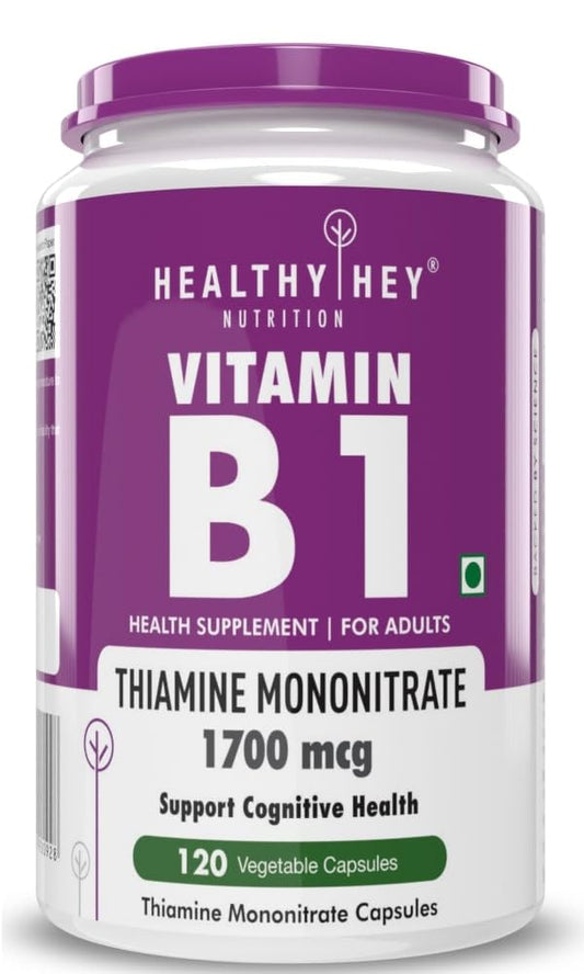 HealthyHey Nutrition Vitamin B1 Thiamine 1700 mcg - 120 Veg Capsules