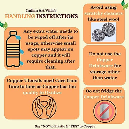 INDIAN ART VILLA Pure Copper Water Bottle with Upper Shine Lower Matt F- image 2