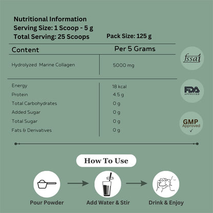 INJA Prime Marine Collagen Supplement Powder for Women and Men, Japanese Collagen with Original Formulation, Healthy Skin, Joints, Hair Growth, Sugar-Free, Unflavoured, 125 gm