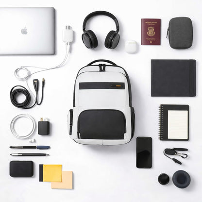 American Tourister Verve 17" Laptop Backpack | USB Charging Port | Smart Trolley Sleeve | Hidden Pocket | Tractum Suspension Straps | Office Bag for Men and Women | Cool White | 1 Year Global Warranty