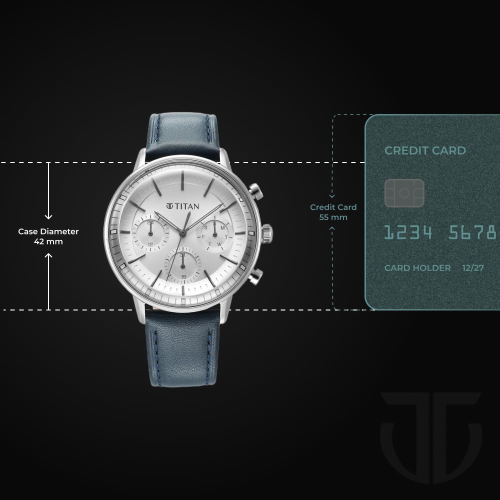 Titan Light Leathers Quartz Multifunction Black Dial Stainless Steel St- image 2