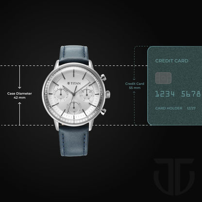 Titan Light Leathers Quartz Multifunction Black Dial Stainless Steel St- image 2