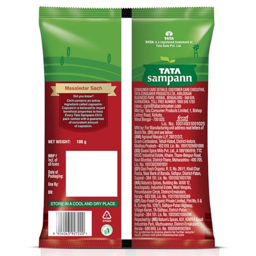 Tata Sampann Chilli Powder with Natural Oils, 100g, Lal Mirchi Powder, Mirchi Powder
