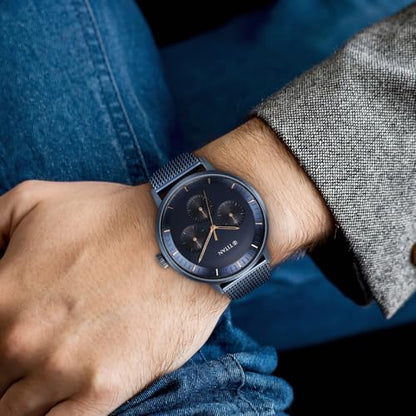Titan Modern Classics Blue Dial Quartz Multifunction Stainless Steel St- image 7