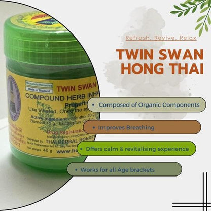 TWIN SWAN HONGTHAI™ Herb Inhaler Traditional Thai Herbal Inhalant (Pack of 2)