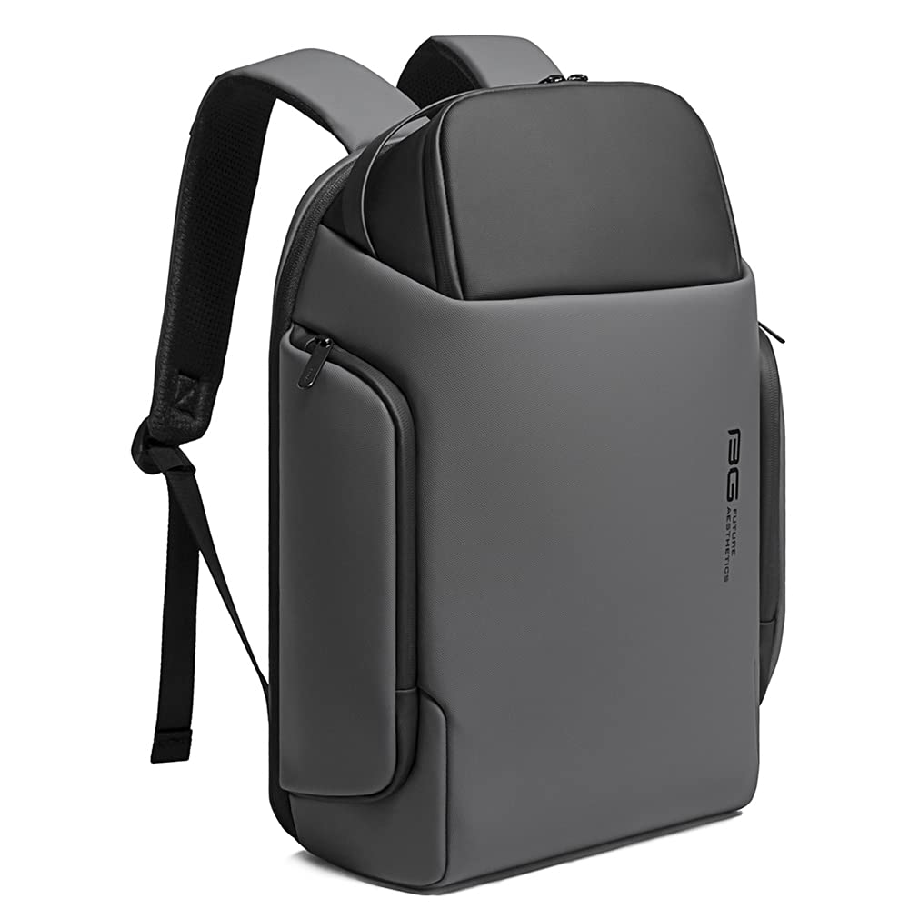 BANGE Water Resistant Polyester Unisex 15.6 inch Travel Laptop Backpack with USB Port (Grey)