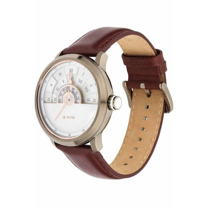 Titan Regalia Grandmaster White Dial Quartz Analog Leather Strap Watch- image 4