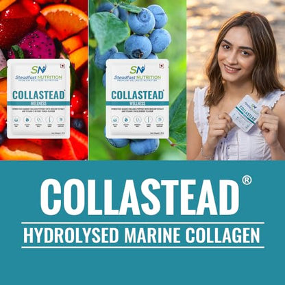 Steadfast Nutrition Collastead Collagen Powder | Natural Marine Collagen Supplements | Boost Skin, Hair, Bones, Nail Health with Pure Collagen Peptides | Fruit Punch Flavour, 300g | 30 Sachets