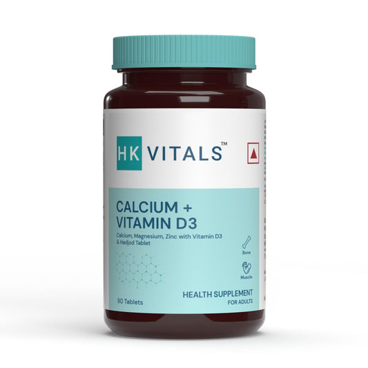 HealthKart HK Vitals Calcium + Vitamin D3 Supplement For Women & Men (90 Tablets) | With Magnesium & Zinc | For Complete Bone Health & Joint Support