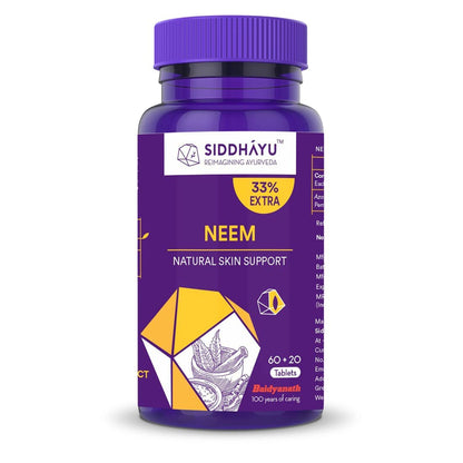 Siddhayu Neem Tablet (From the house of Baidyanath) | Natural Skin Support | Blood Purifier Anti Acne and Pimples | (60 + 20 Tablets Free)