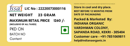 Indiana Organic Hing 23 g whole sabut | trongest Pure Asafoetida| Lab tested Premium Hing from Uzbekistan | Gluten-Free | No Atta | No Maida | Chemical-Free | Organic | Harvest 2025-23 gram
