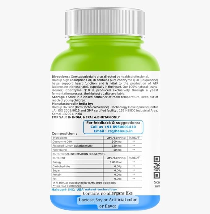 Coenzyme Q-10 300 mg,Enriched with Resveratrol & Omega-3 EPA/DHA || 60 capsules Healthy Heart|| Brain|| Immunity | (Pack of 1 |(60 Capsules)|)
