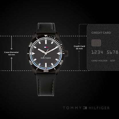 Tommy Hilfiger Macy's Essentials Black Dial Analog Watch for Men -TH1791819W, Band: Black