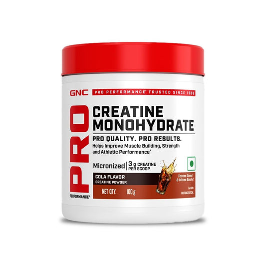 GNC Pro Performance Creatine Monohydrate - 3000mg Creatine Per Scoop | Micronized for Faster Absorption | Boosts Energy, Muscle Volume & Performance | Gluten-Free | Cola | 100gm