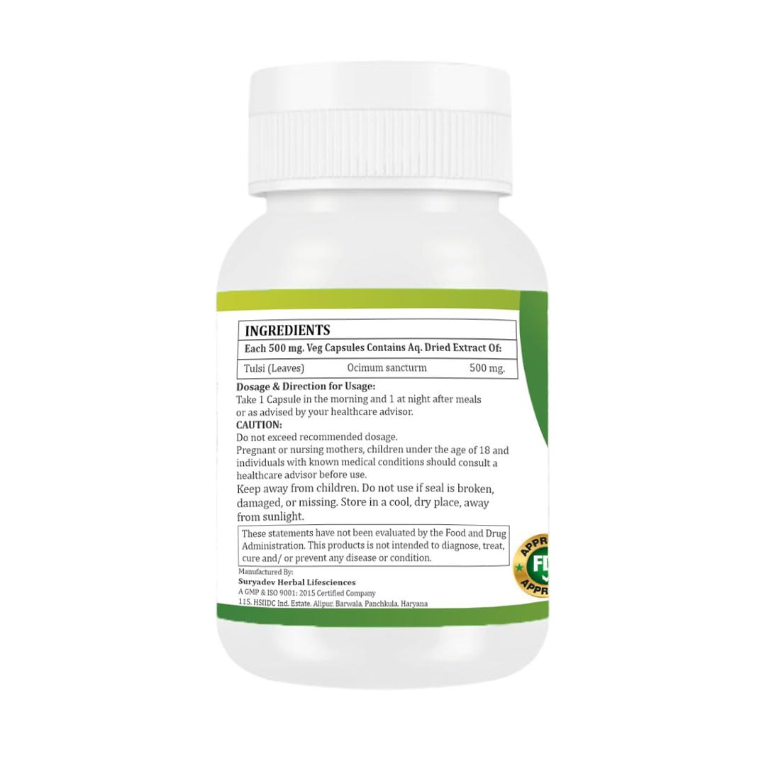 Morsan Healthcare TULSI Capsules – 60 Veg Capsules | Pure Holy Basil Extract (Ocimum sanctum) | Natural Ayurvedic Herbal Supplement | Plant-Based Formula | Pack of 1