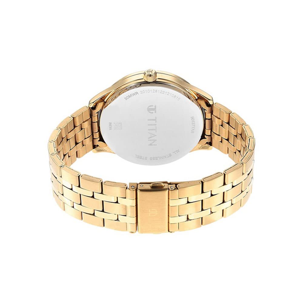 Titan Opulent LII Quartz Multifunction Silver Dial Golden Metal Strap W- image 3