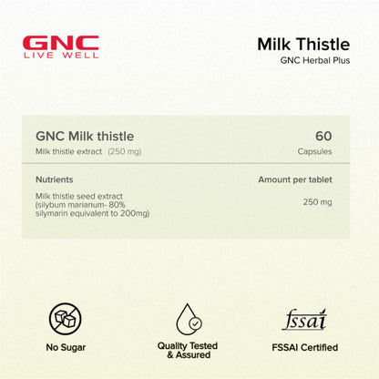 GNC Milk Thistle 250mg with 80% Silymarin | 60 Veg Capsules | Supports- image 3