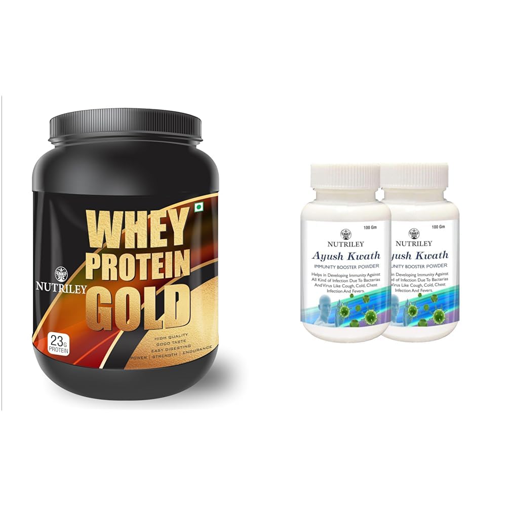 CRD Ayurveda Whey Protein Gold 500g (Mango) + Ayush Kwath Immunity Booster Powder 100g x 2
